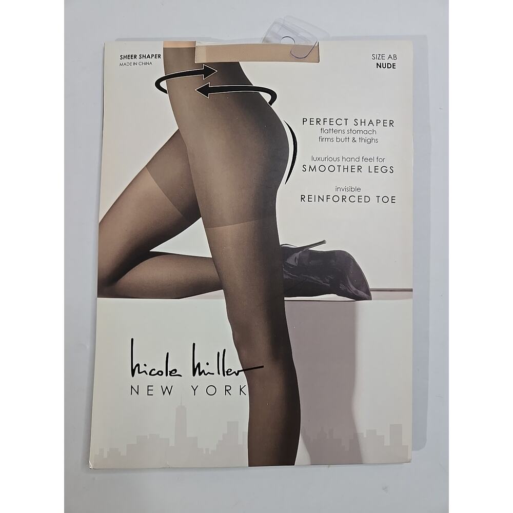 Nicole Miller NY Sheer Shaper Pantyhose Tights Size AB Nude Den -20 Shaping Fit